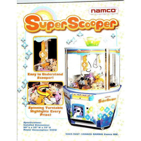 2003 Namco SuperScooper Arcade Claw Machine Flyer Vintage Toy Guide - Picture 1 of 2